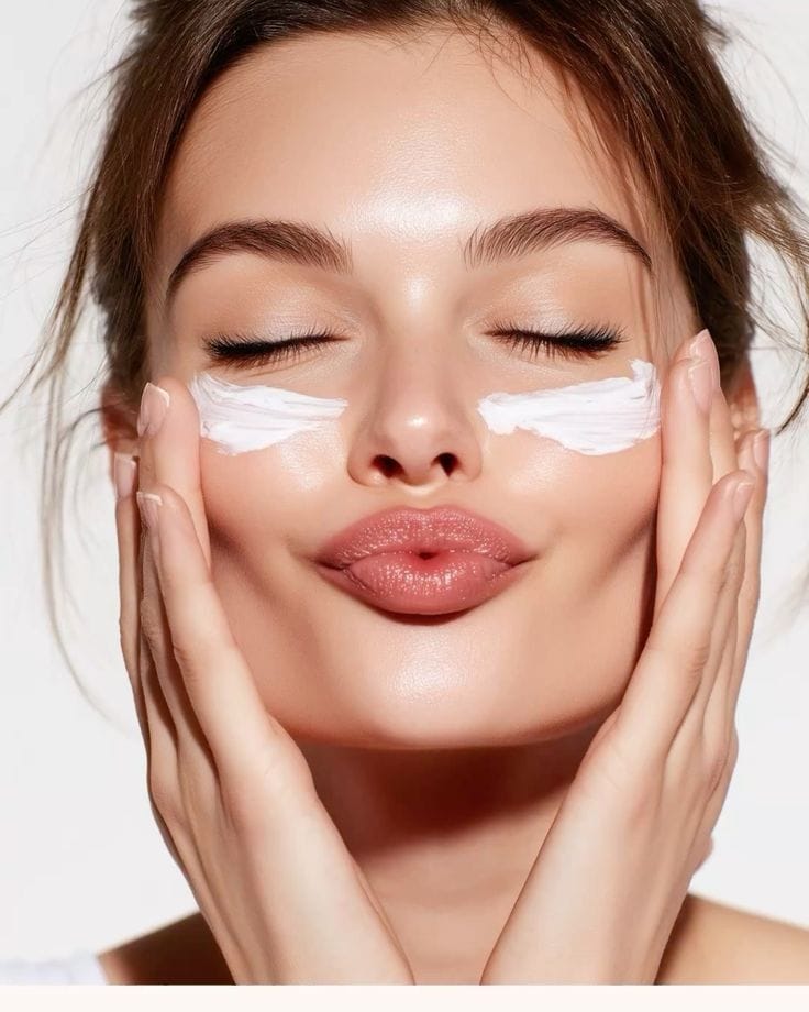 Esthetician performing facial treatment with glowing skin results